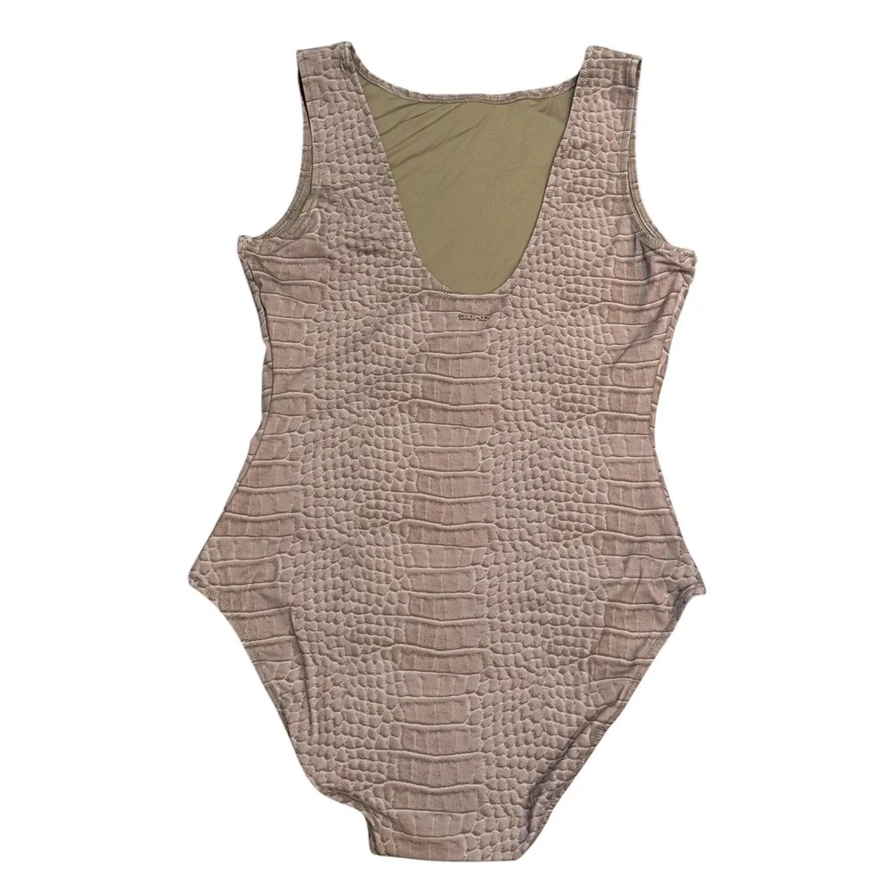 SKIMS Signature Swim High Neck One Piece Dune Crocodile Print L NWT